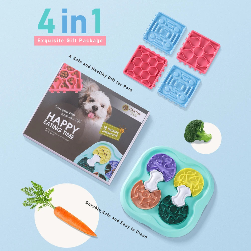Dog Puzzle Toy and 4in1 Silicon Licking Mat Interactive for Large Smart Dog Cat IQ Training Pet Slow Eating Feeder Nonslip Bowl