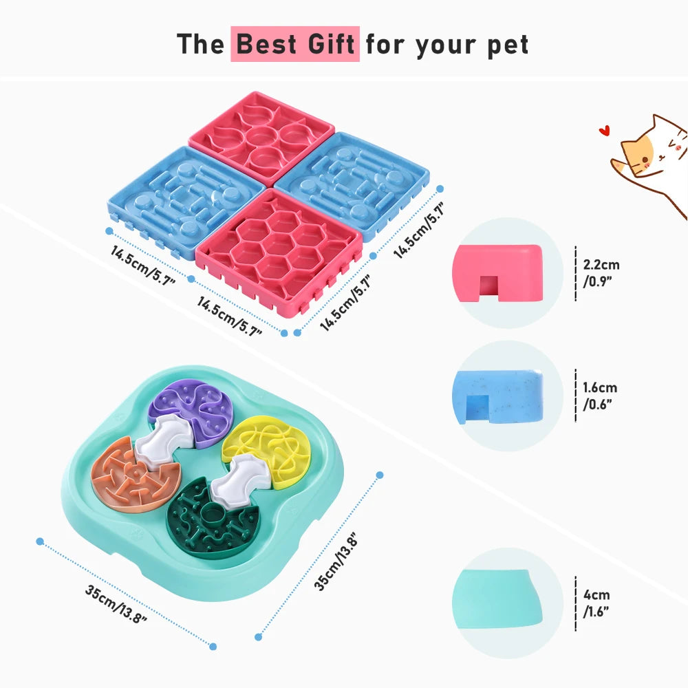 Dog Puzzle Toy and 4in1 Silicon Licking Mat Interactive for Large Smart Dog Cat IQ Training Pet Slow Eating Feeder Nonslip Bowl