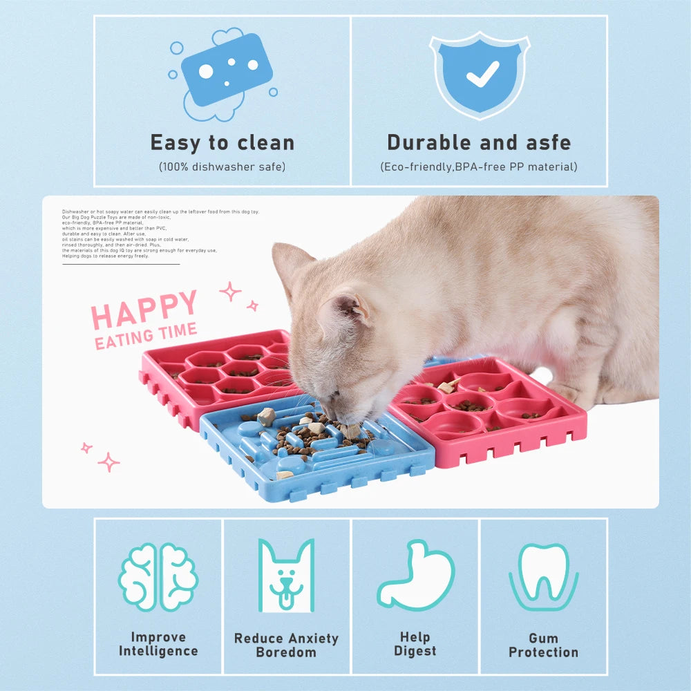 Dog Puzzle Toy and 4in1 Silicon Licking Mat Interactive for Large Smart Dog Cat IQ Training Pet Slow Eating Feeder Nonslip Bowl