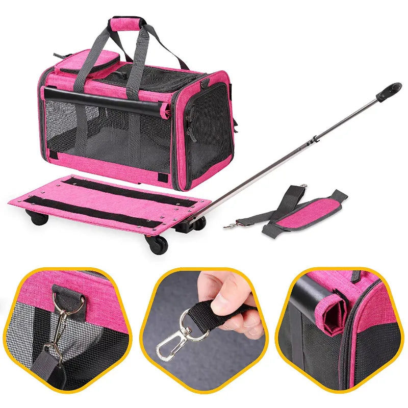 Heavy Duty Pet Carrier with Wheels,