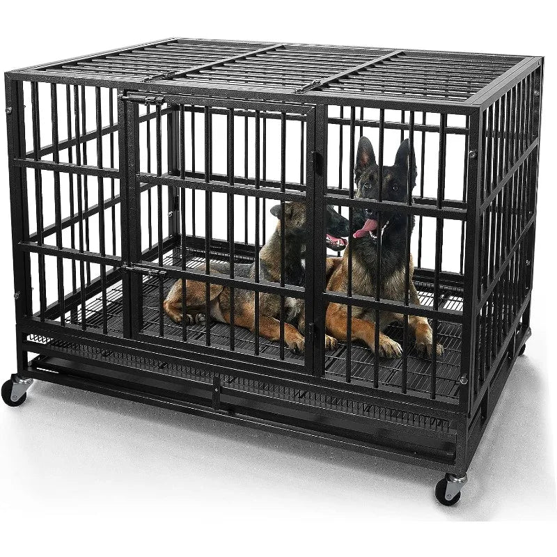 Indestructible Heavy Duty Dog Kennel with Wheels