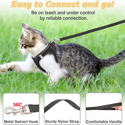 Adjustable Soft Mesh Cat Harness and Leash Set