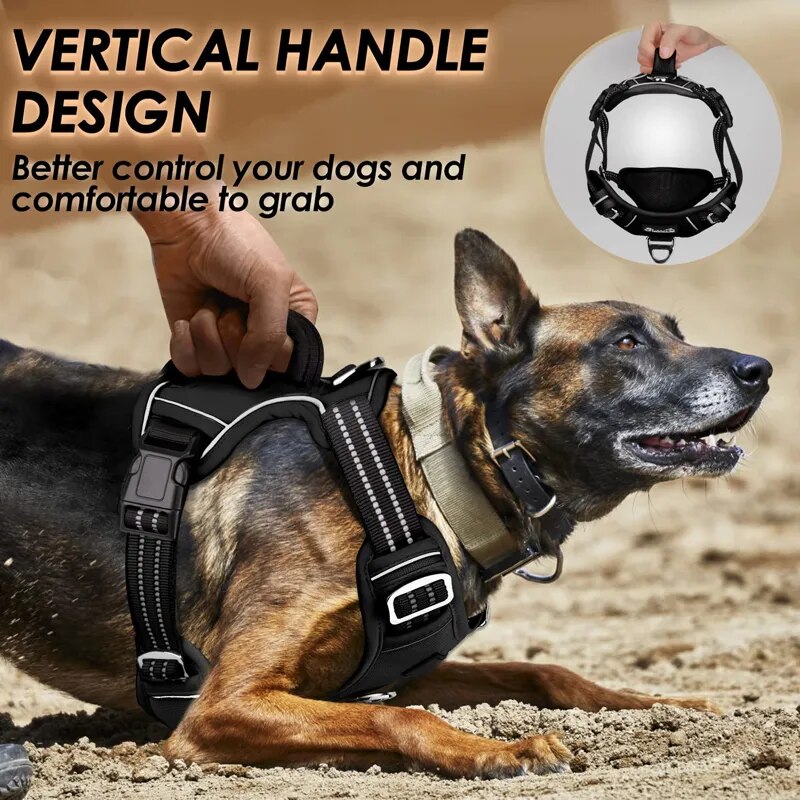 No Pull Reflective Dog Harness with 2 Leash Clips