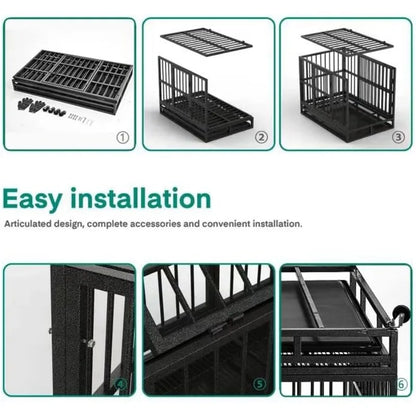 Indestructible Heavy Duty Dog Kennel with Wheels