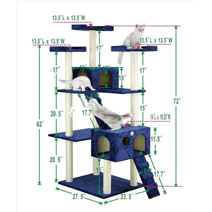 Go Pet Club Cat Tree, 50W x 26L x 72H, Blue