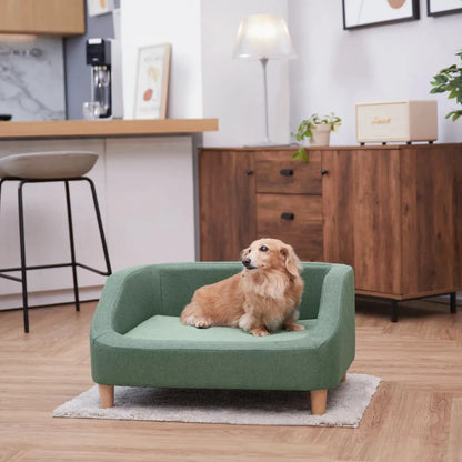 Pets Linen Sofa Dog Bed with Removable Cushion