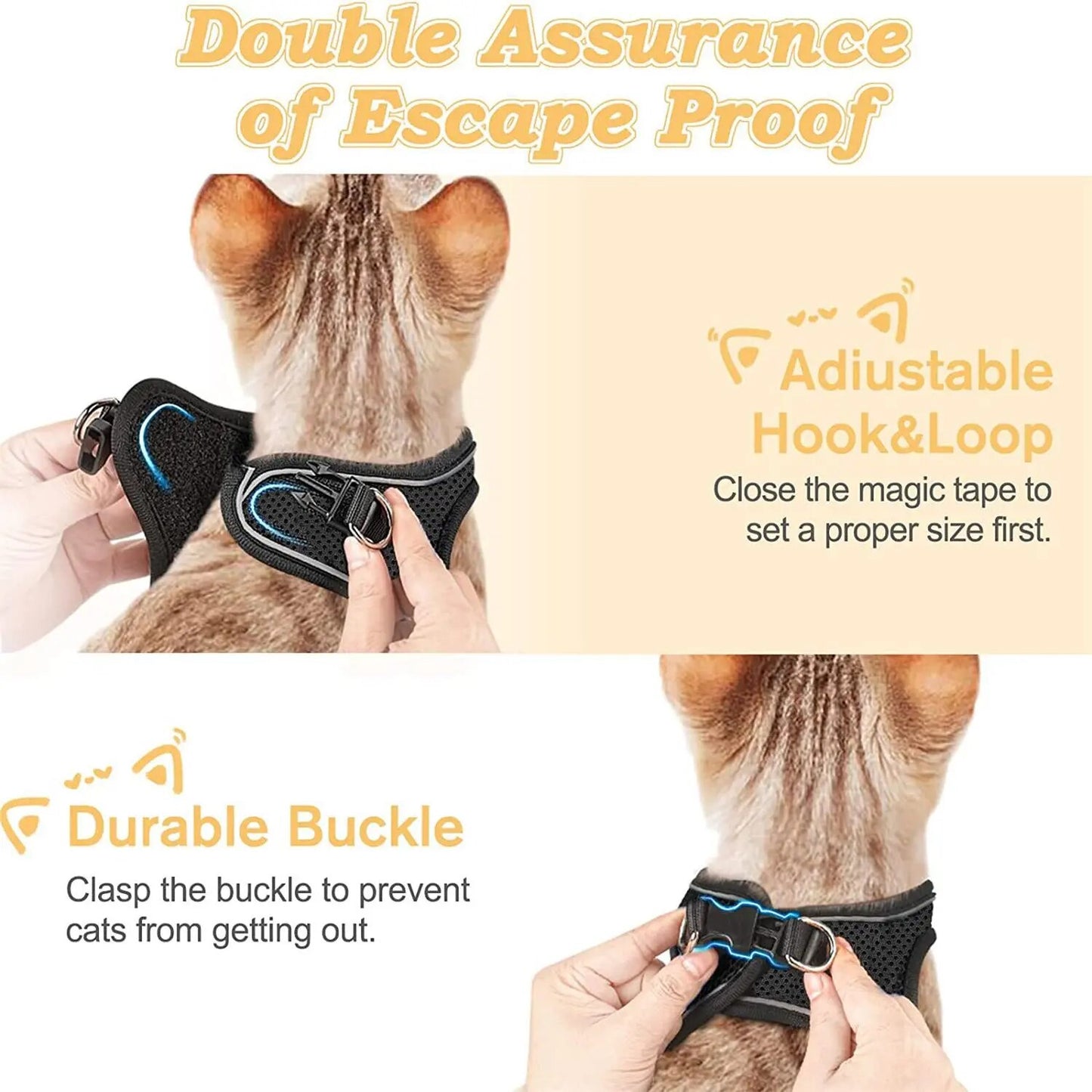 Adjustable Soft Mesh Cat Harness and Leash Set