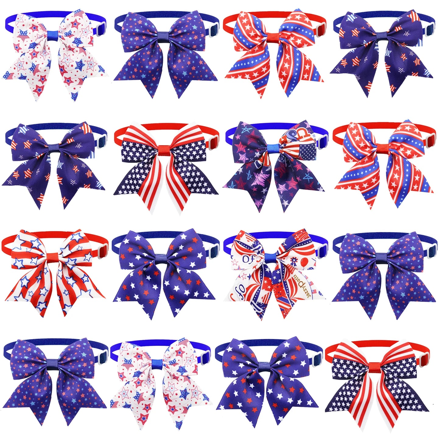 50/100Pcs Patriotic Dog Bows USA Flag Pattern Dog Grooming Bows 4th July Cat Bows Ties Pet Accessories Bowties Neckties For Dogs