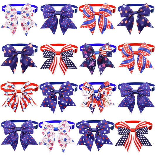 50/100Pcs Patriotic Dog Bows USA Flag Pattern Dog Grooming Bows 4th July Cat Bows Ties Pet Accessories Bowties Neckties For Dogs