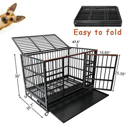 Indestructible Heavy Duty Dog Kennel with Wheels