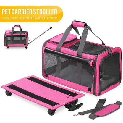 Heavy Duty Pet Carrier with Wheels,