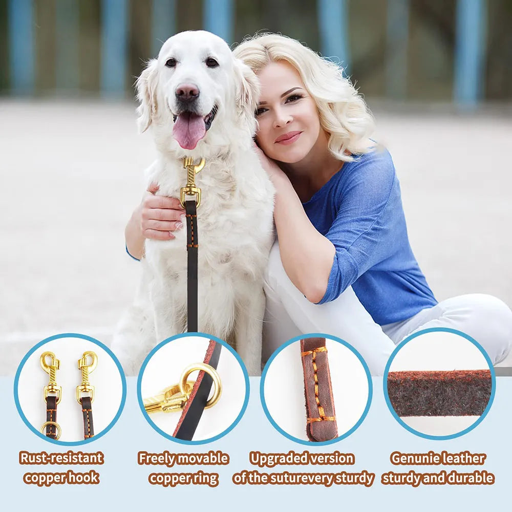 Multi-functional Leather Adjustable Dog Leash