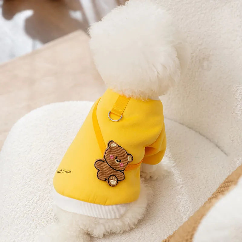 Warm Fleece Cute Bear Dog Harness Clothes