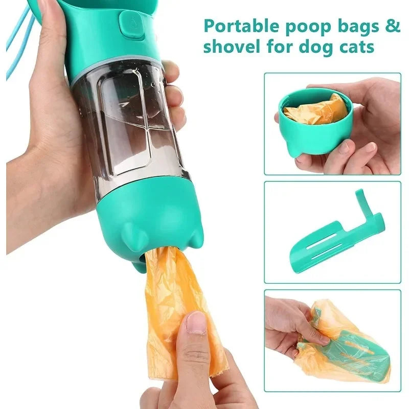 4 in 1 Portable Pet Water Bottle and Food Dispenser