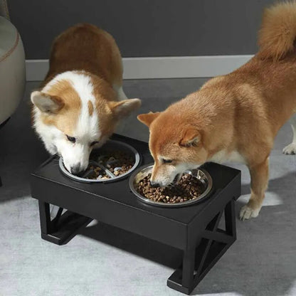 Elevated Adjustable Height Food and Water Dish Bowl Stand