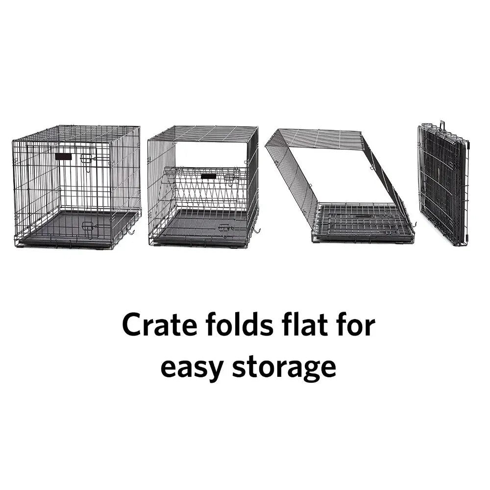 Dog Cage and Wool Pet Bed with 2 Bowls Kit