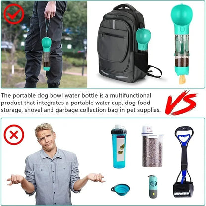 4 in 1 Portable Pet Water Bottle and Food Dispenser