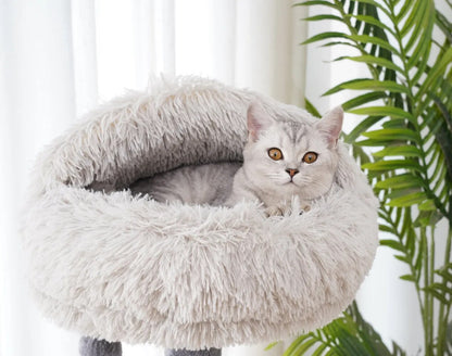 4-Level Grey Cat Tree with Condo and Scratching Pad