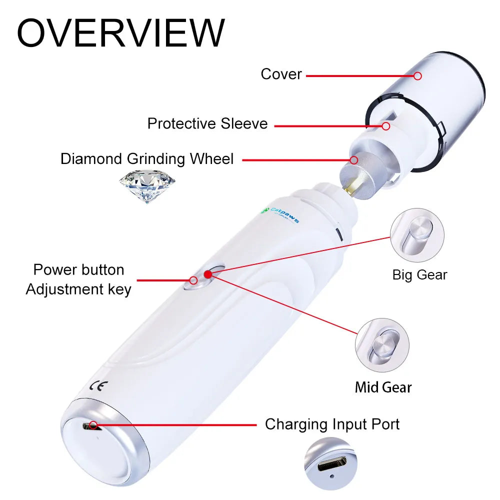 Electric Pet Rechargeable Nail Grinder 2-Speed