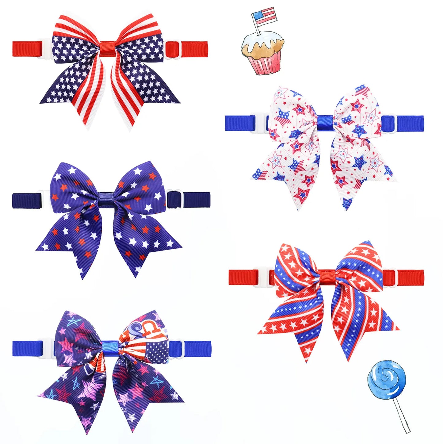 50/100Pcs Patriotic Dog Bows USA Flag Pattern Dog Grooming Bows 4th July Cat Bows Ties Pet Accessories Bowties Neckties For Dogs