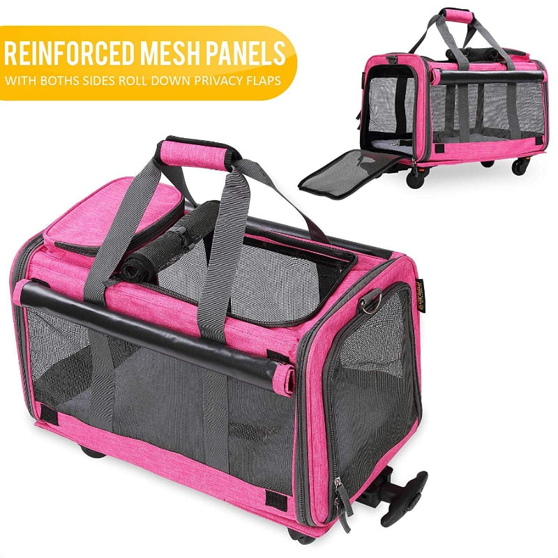 Heavy Duty Pet Carrier with Wheels,