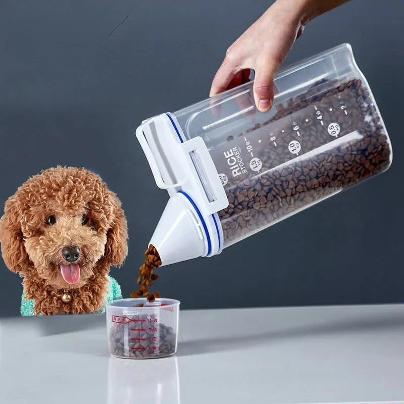 Pet Food Storage Container with Measuring Cup