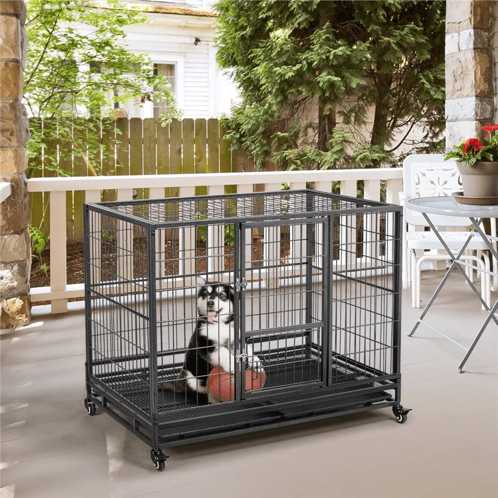 43inch Heavy Duty Metal Dog Cage Kennel,