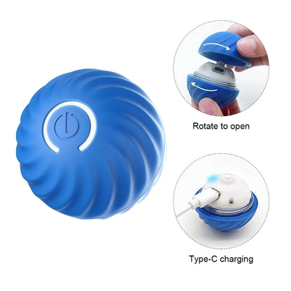 Dog Toy Interactive Smart Pet Toy Automatic Moving Ball USB Rechargeable Dog Balls with Shell Rubber Electric Dogs Accessories