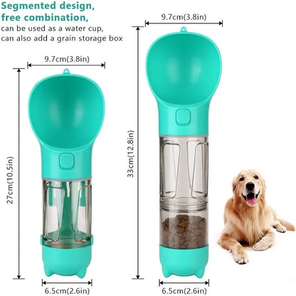 4 in 1 Portable Pet Water Bottle and Food Dispenser