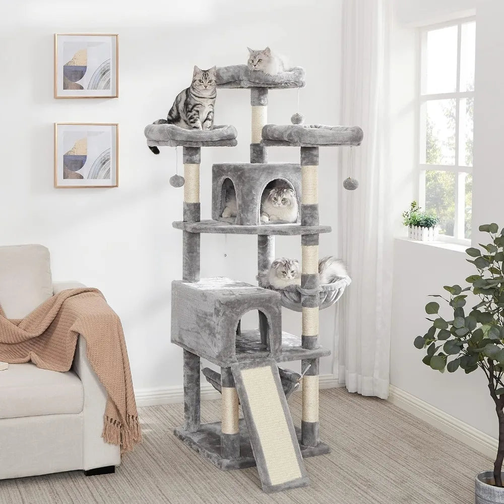 64.5inches Cat Tree Multi-Level Cat Tower for Indoor Cats With Scratching Posts Board Cats Pet Products Toys Things Toy Scratch