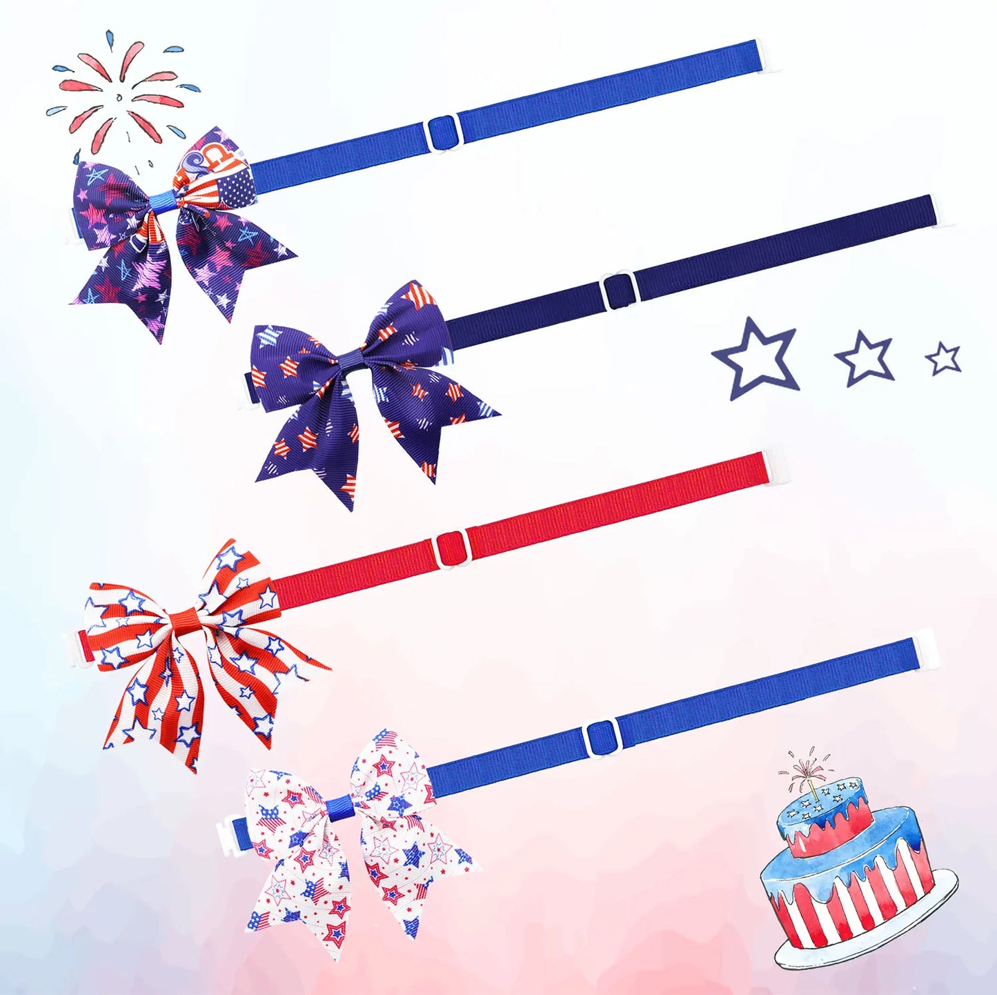 50/100Pcs Patriotic Dog Bows USA Flag Pattern Dog Grooming Bows 4th July Cat Bows Ties Pet Accessories Bowties Neckties For Dogs