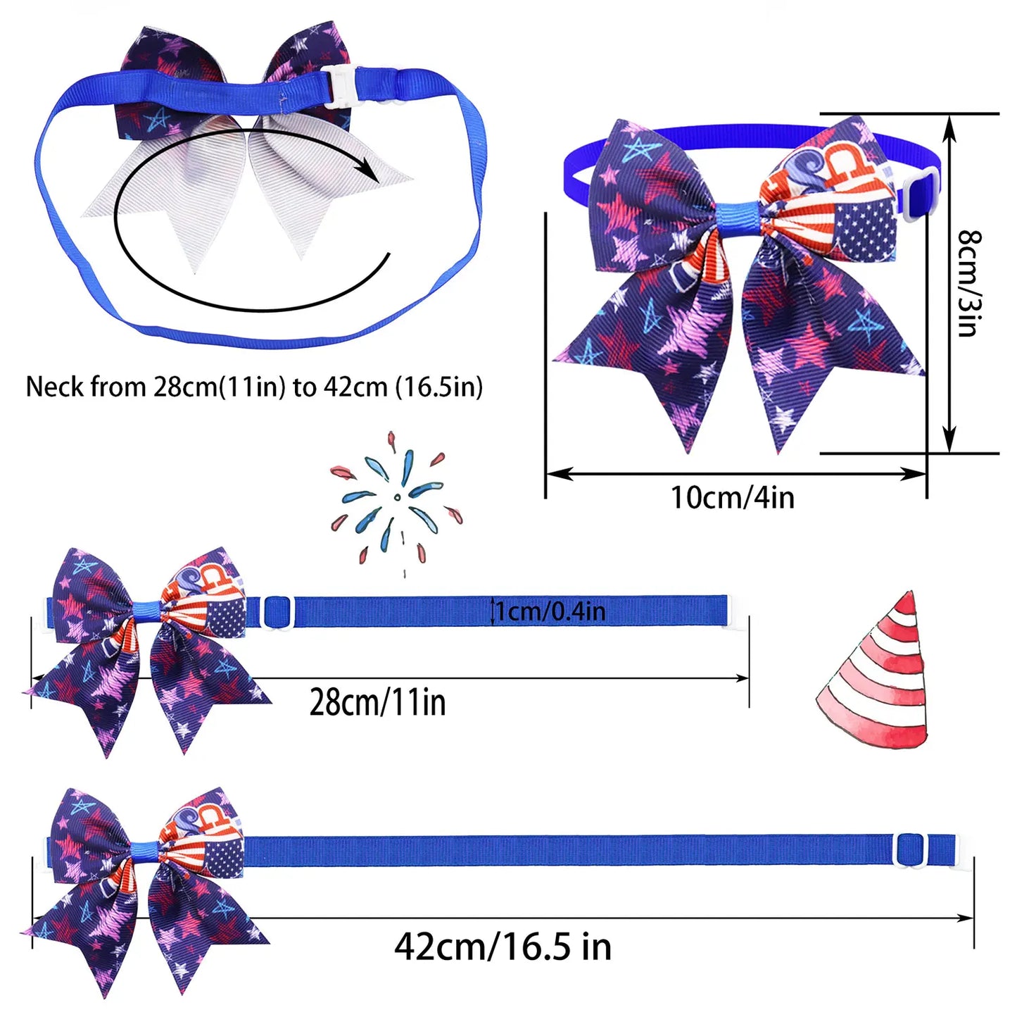 50/100Pcs Patriotic Dog Bows USA Flag Pattern Dog Grooming Bows 4th July Cat Bows Ties Pet Accessories Bowties Neckties For Dogs