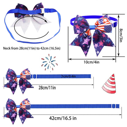 50/100Pcs Patriotic Dog Bows USA Flag Pattern Dog Grooming Bows 4th July Cat Bows Ties Pet Accessories Bowties Neckties For Dogs