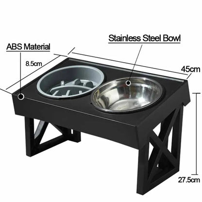 Elevated Adjustable Height Food and Water Dish Bowl Stand