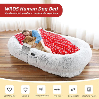 Human Dog Bed, 71"x45"x14" Dog Beds for Humans Size Fits You and Pets, Washable Human Dog Bed for People Doze Off