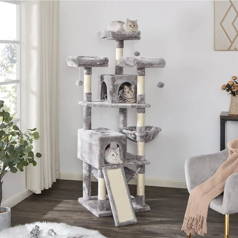 64.5inches Cat Tree Multi-Level Cat Tower for Indoor Cats With Scratching Posts Board Cats Pet Products Toys Things Toy Scratch