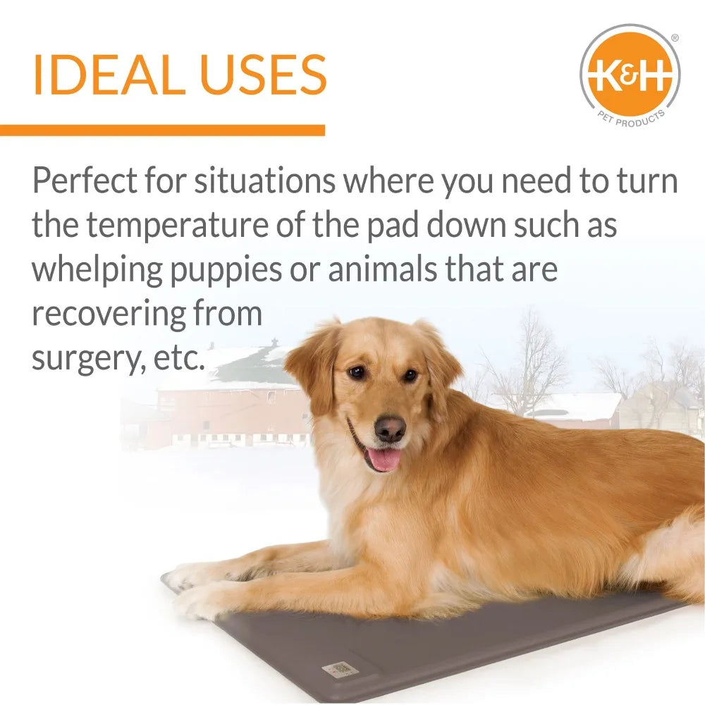 K&H Pet Products Deluxe Lectro-Kennel Heated Pad Gray Small 18.5 X 12.5 Inches