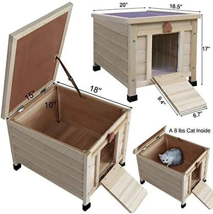 Weatherproof Wooden House and Shelter for Outdoor Cats