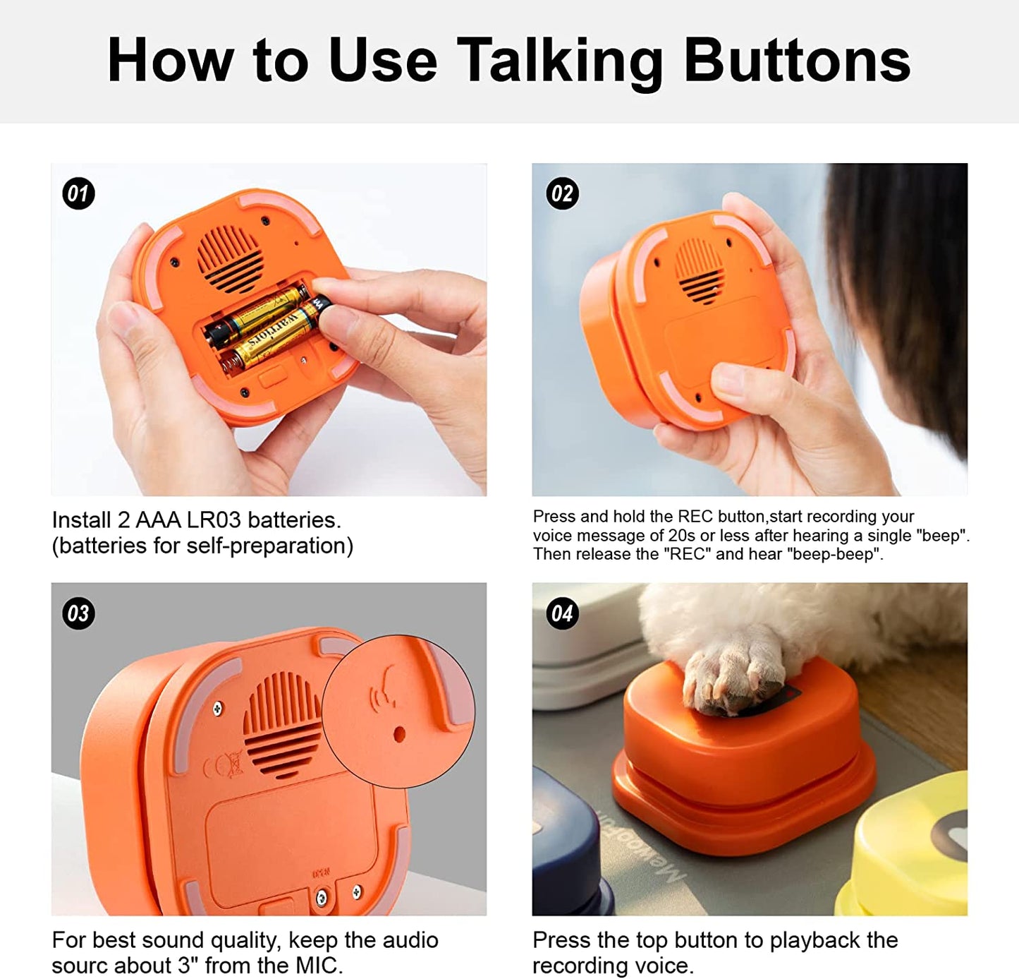 Pet Button Record Talking Communication Vocal Trainer