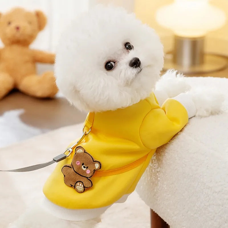 Warm Fleece Cute Bear Dog Harness Clothes