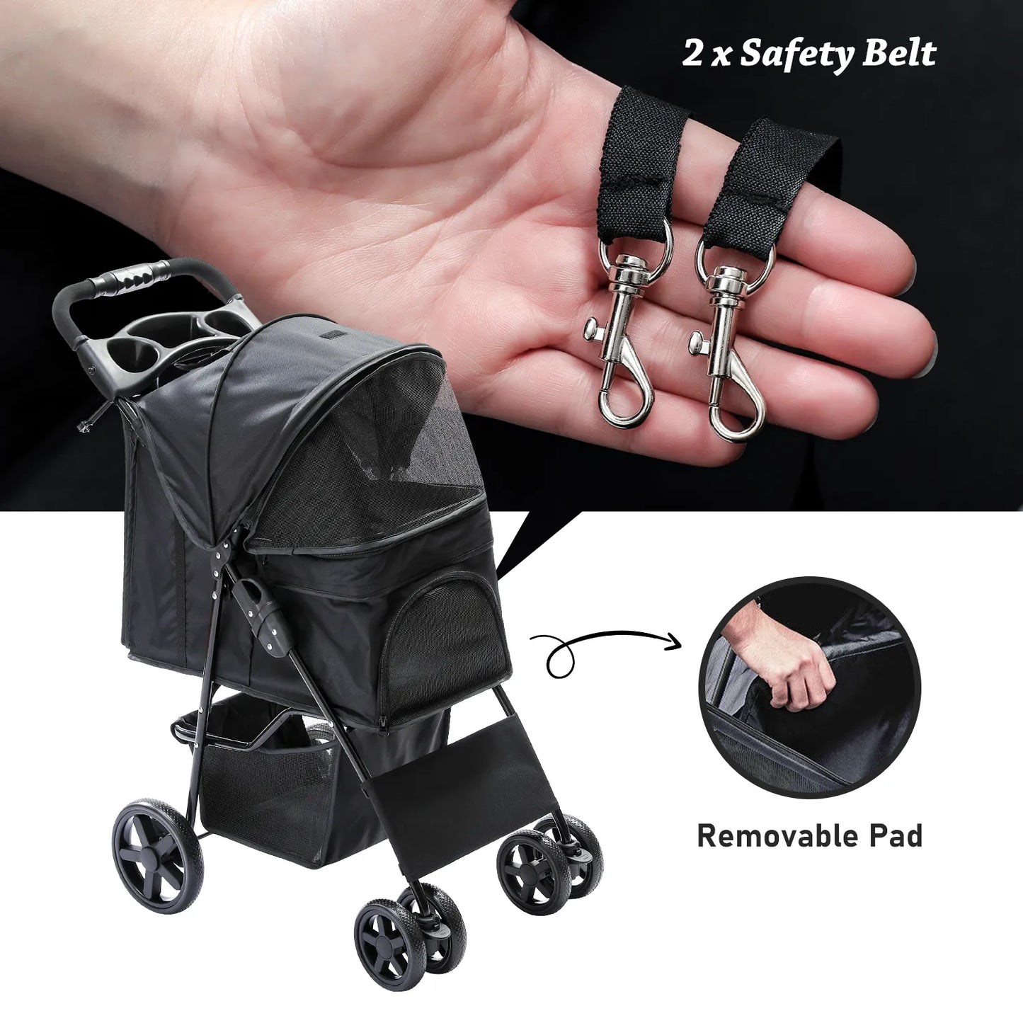 Portable Breathable Foldable Pet Stroller Carrier